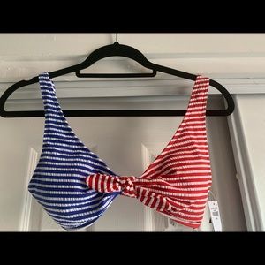 Abercrombie & Fitch red and blue stripe swim top